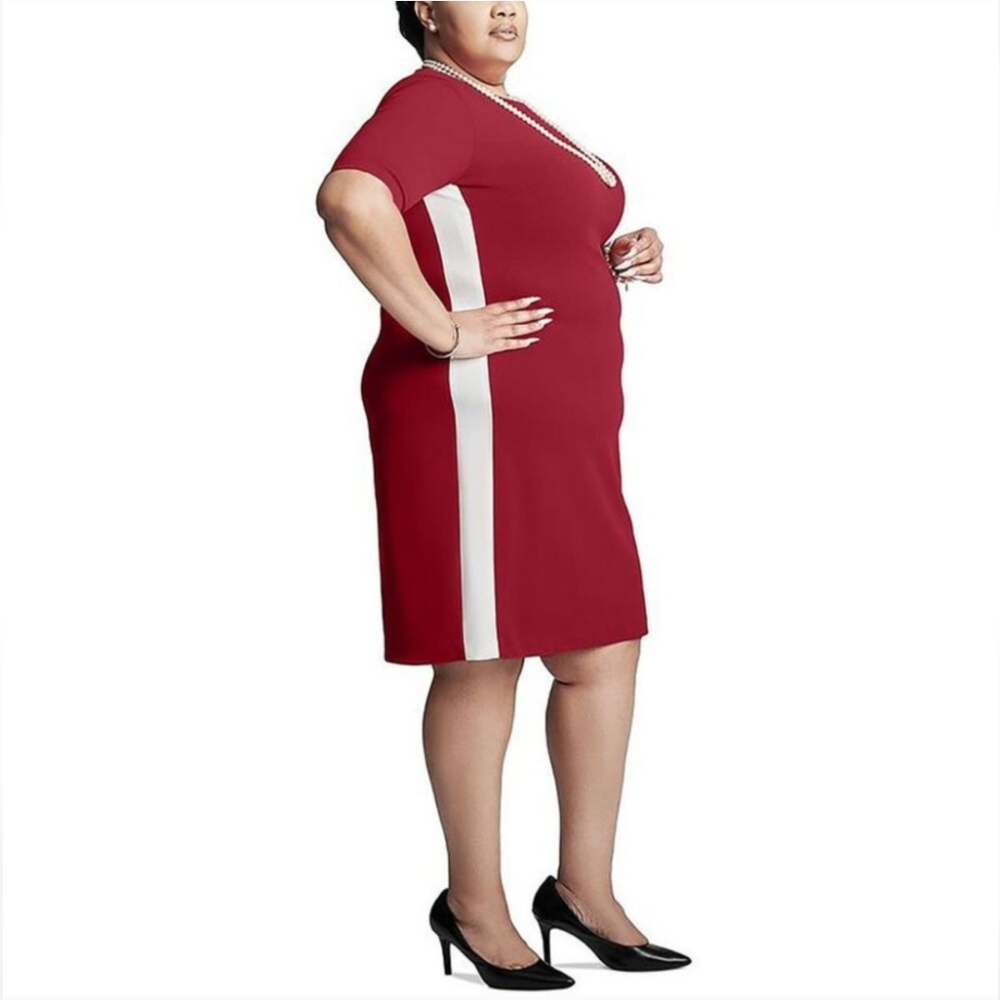 Kasper Womens Sheath Dress Crimson Cream Plus Size XXL  - Picture 3 of 3